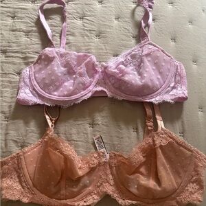 Victoria's Secret Lace Underwire Bras - Pink and Tan
